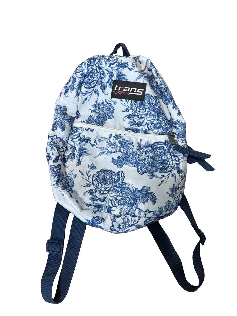 Trans By Jansport Mini Floral Backpack 12โ White & Blue Grand millennial 90s/Y2K